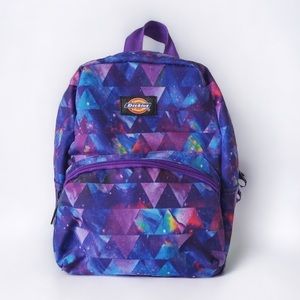 Dickies Mini Backpack in Blue Purple Triangle Galaxy Print Festival Bag